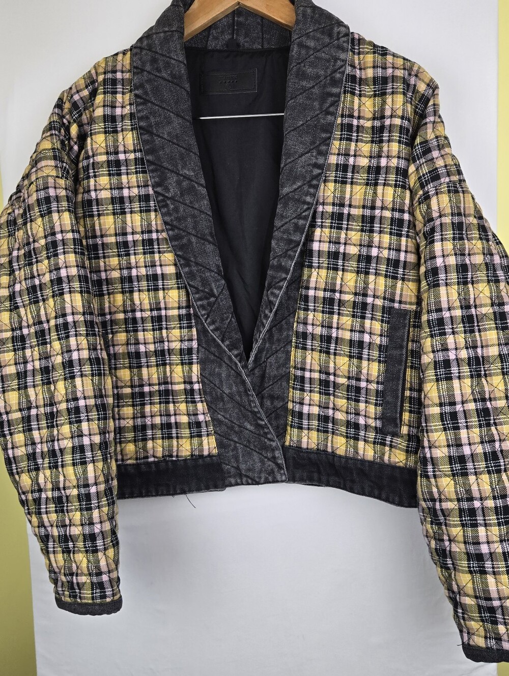 BLANK NYC Quilted Kimono Jacket Plaid Fall Colors Sz Small